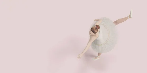 Ballet Dancer Female Model Dancing Pastel Color Scene Illustration — Stock Photo, Image