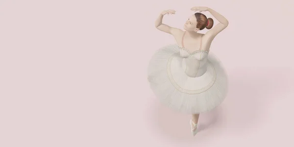 Balletttänzerin Weibliches Modell Tanzt Auf Pastellfarbener Szene Illustration — Stockfoto