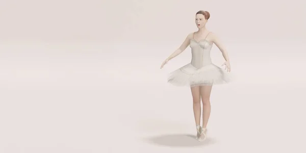 芭蕾舞女模特儿在彩绘场景上跳舞3D插图 — 图库照片