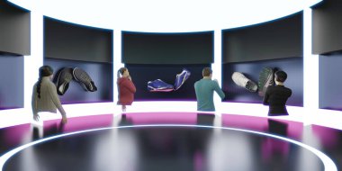 Avatars in Metaverse Online Store VR glasses The Sandboxes and Online Meetings 3D Illustrations