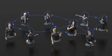 Metaverse Party avatars and online meetings via VR glasses in the world of Metaverse and 3D illustrations