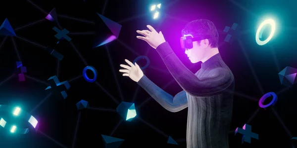 VR Glasses Events Party Games EventsMetaverse 3D Illustrations