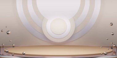 sahne ve stüdyo stand ürün stand premimium seviyesi 3D illüstrasyon göstermek için