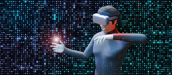 VR Glasses vr headset Binary Code Computer Code Metaverse Computer Virus 3D Illustrations
