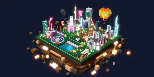 Kum havuzunun Metaverse Dünyası 'ndaki Görseller Metaverse 3D çizimler dünyasında VR gözlükleri aracılığıyla kum havuzuna iniyor