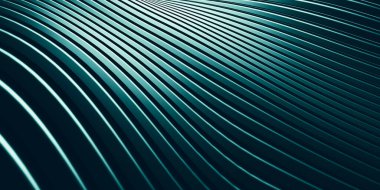 Paralel çizgiler eğriler biçimsiz şekiller plastik tüp yüzey modern üç boyutlu illüstrasyon