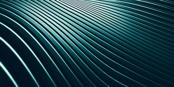 Paralel çizgiler eğriler biçimsiz şekiller plastik tüp yüzey modern üç boyutlu illüstrasyon