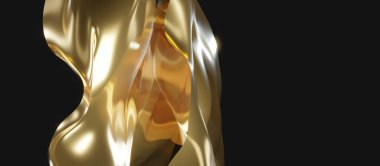 Altın dalga dokusu parlak yüzey parlaklığı lüks arka plan 3 boyutlu illüstrasyon