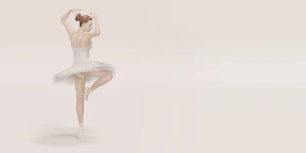 Ballet Dancer Female Model Dancing Pastel Color Scene Illustration — Stock Photo, Image