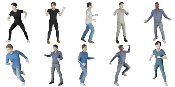 Man Model Avatar Man Model Menselijk Karakter Set Opgenomen Illustratie — Stockfoto