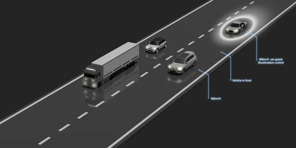 Autopilot Adaptive Cruise Control System Front Car Distance Auto Emergency — 图库照片