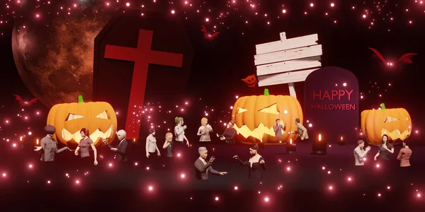 Metaverse Avatars Halloween Party Social Networks People Events Social Connect — 스톡 사진