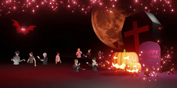 Metaverse Avatars Halloween Party Social Networks People Events Social Connect — Stock Fotó
