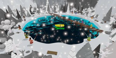 Metaverse Spor Yarış Yarışları Yarış Oyunları Balıkçılık Sosyal Ağ Partisi 3D Resimleri