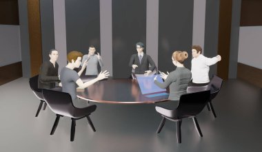 Metaverse, sanal dünyadaki üç boyutlu resimlerdeki insanların Metaverse avatarlarının ofislerinde ve sınıflarında çevrimiçi toplantılar
