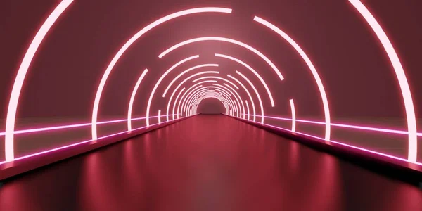 Corredor Túnel Abstrato Com Raios Luz Novos Destaques Cena Néon — Fotografia de Stock