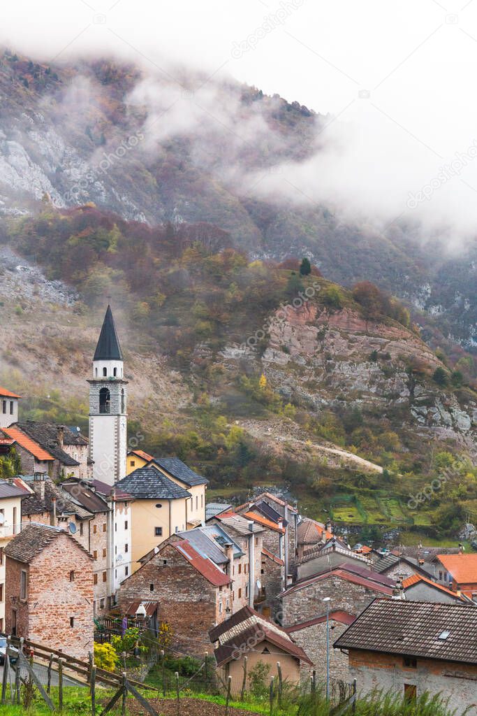 The old village Casso, province Pordenone of Belluno, Veneto, Italy