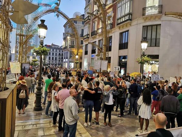Malaga Espagne Octobre 2021 Manifestation Rue Marques Larios Contre Utilisation — Photo