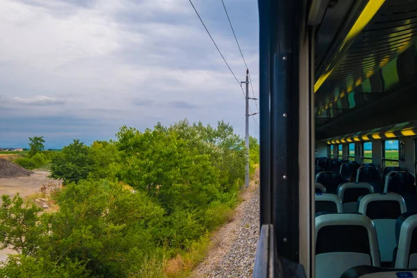 Krásný Výhled Krajinu Okna Vlaku — Stock fotografie