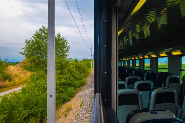 Tren Penceresinden Güzel Manzara Manzarası — Stok fotoğraf