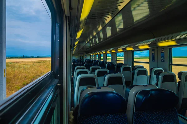 Krásný Výhled Krajinu Okna Vlaku — Stock fotografie