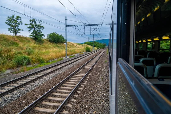 Tren Penceresinden Manzara Görüntüsü — Stok fotoğraf
