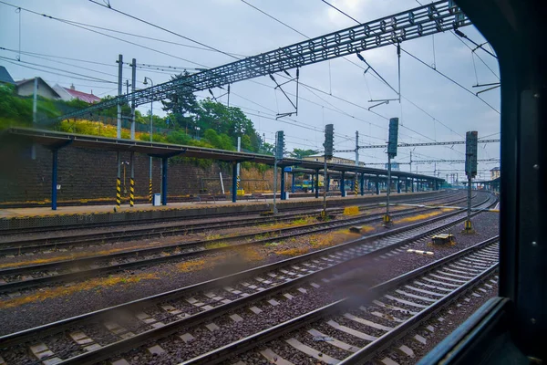 Uitzicht Het Treinstation Van Bratislava Een Regenachtige Dag — Stockfoto