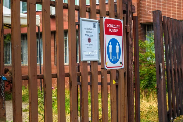 Bratislava Slovakia July 2021 View Signs Information Covid Front Hospital — Stockfoto