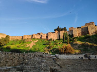 View of Roman Theater and Alcazaba, Malaga, Andalucia, Spain, Europe.