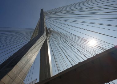 View of the cable-stayed bridge of the Marginal Pinheiros in Sao Paulo