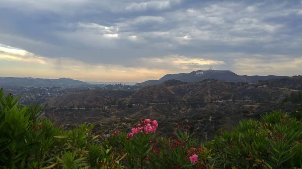 Panoramic View Hollywood Hills Surrounded Mountains — Foto de Stock