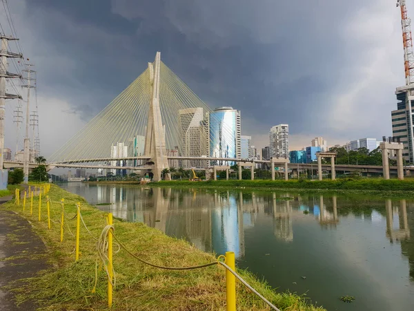 View Cable Stayed Bridge Marginal Pinheiros Sao Paulo — Stockfoto