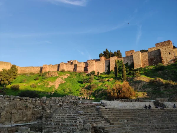 View of Roman Theater and Alcazaba, Malaga, Andalucia, Spain, Europe.
