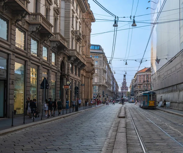 Milan Italy August 2021 View Famous Tram Streets Milan Italy — Fotografia de Stock