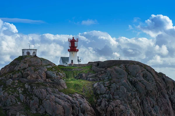 Phare Lindesnes Fyr Avec Belle Nature Norvège — Photo