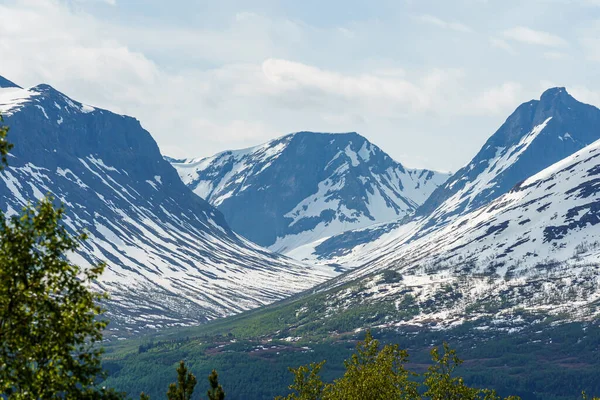 Валлдал Норвегия 2020 Июня Горы Снегом Весной Норвегии — стоковое фото