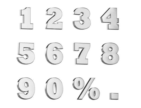 Numerical Letters Percentage Symbol Dot Symbol Silver Color Illustration — Stock Photo, Image