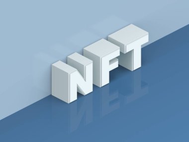 NFT metninin 3B illüstrasyonu - İade edilemez simge