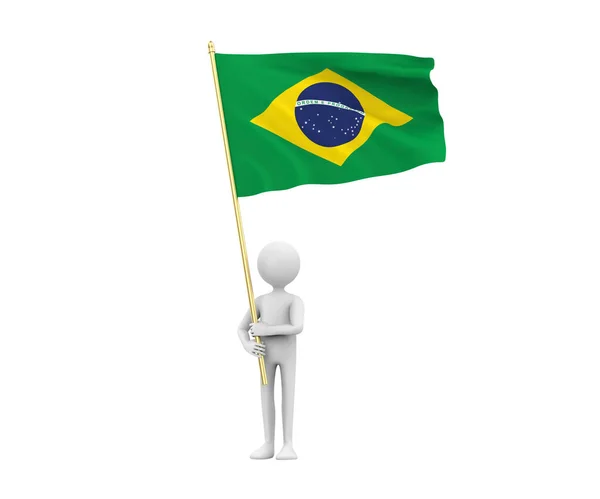 Illustration Cartoon Man Holding Flag Brazil — Stock Photo, Image