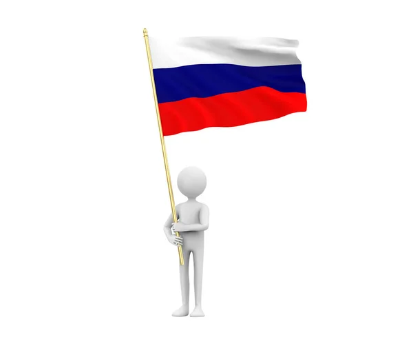 Illustration Cartoon Man Holding Flag Russia — Foto de Stock