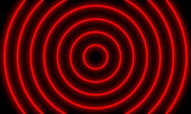 Soyut kırmızı neon ışık daireleri arkaplanı.