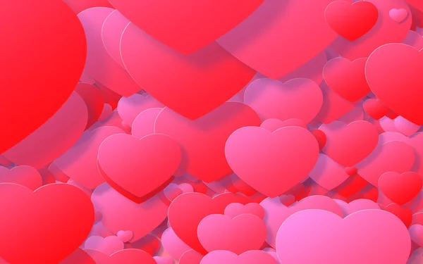 Coeur Rouge Rose Fond Abstrait Saint Valentin Avec Des Cœurs — Photo