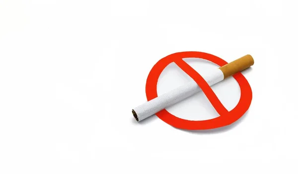 Cigarette Trademark Next Red Forbidden Sign White Background Concept Smoking — Stock Photo, Image