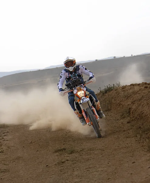 San Blas, Teruel, Aragon, Spain, July 22, 2022, prologue stage of the Baja Aragon, the rally- race in semi-desert lands, with high temperatures, international calendar test, timed test of the motorcycles