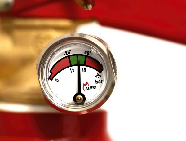 Analogue Charge Indicator Fire Extinguisher Green Red Colors Gauge Bars — ストック写真