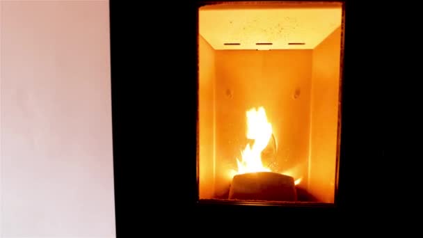 Zoom Pellet Wood Stove Orange Flame — Stock video