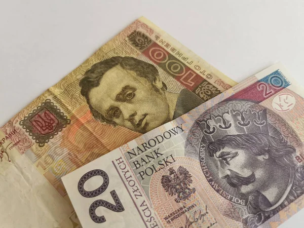 Sedlar Från Ukraina Och Polen Pengar Den Nationella Valutan 100 — Stockfoto