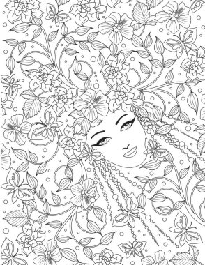 kadın boyama kitabı sayfası