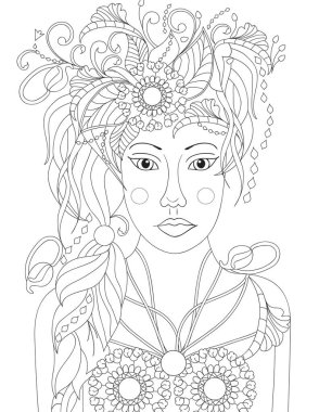 kadın boyama kitabı sayfası