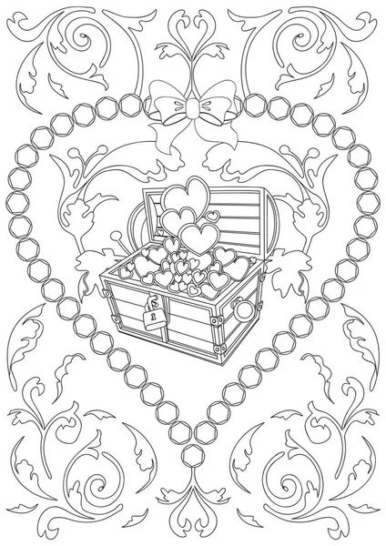 Livre Coloriage Coeur Page — Image vectorielle